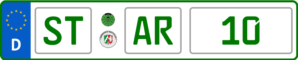 Grünes Kennzeichen für landwirtschaftliche Fahrzeuge Grünes Kennzeichen