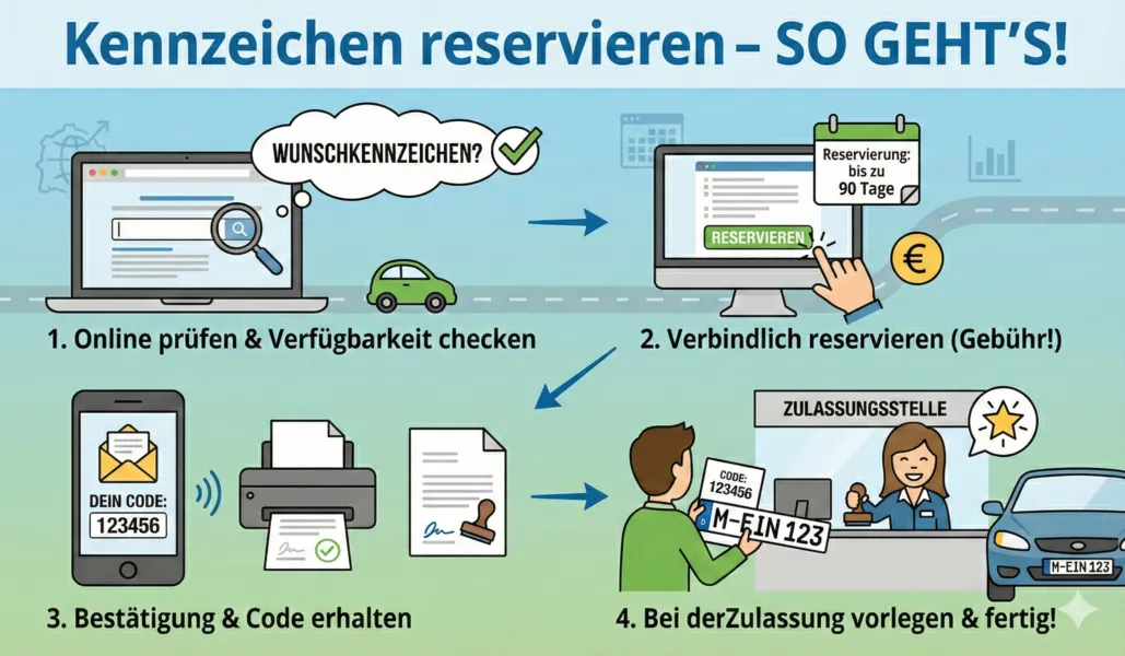 Jemand tippt auf einem Smartphone, um ein Autokennzeichen online zu reservieren