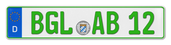 Grüne Kennzeichen BGL online bestellen