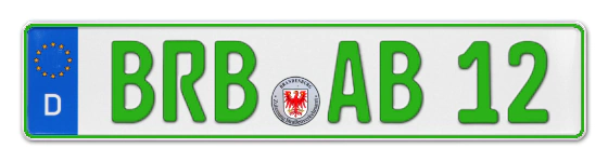 Grüne Kennzeichen BRB online bestellen