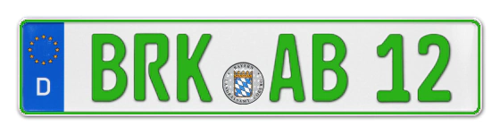 Grüne Kennzeichen BRK online bestellen