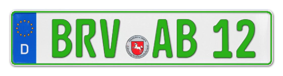 Grüne Kennzeichen BRV online bestellen