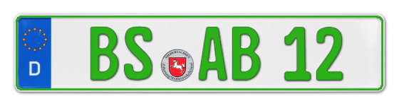 Grüne Kennzeichen BS online bestellen