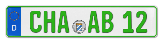 Grüne Kennzeichen CHA online bestellen