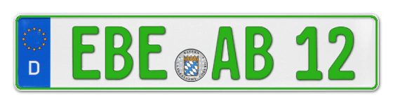 Grüne Kennzeichen EBE online bestellen