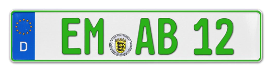Grüne Kennzeichen EM online bestellen