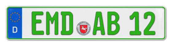 Grüne Kennzeichen EMD online bestellen