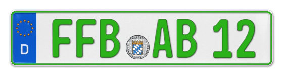 Grüne Kennzeichen FFB online bestellen