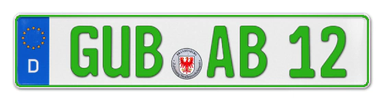 Grüne Kennzeichen GUB online bestellen