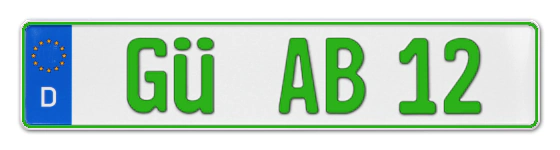 Grüne Kennzeichen GÜ online bestellen