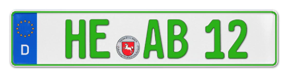 Grüne Kennzeichen HE online bestellen