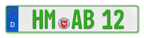 Grüne Kennzeichen HM online bestellen
