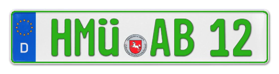 Grüne Kennzeichen HMÜ online bestellen