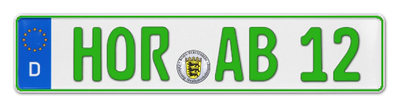 Grüne Kennzeichen HOR online bestellen