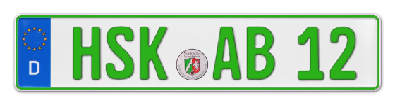 Grüne Kennzeichen HSK online bestellen