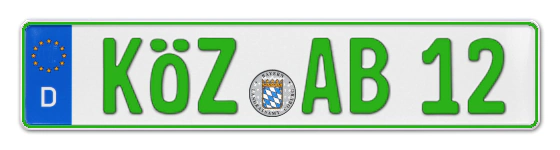 Grüne Kennzeichen KÖZ online bestellen