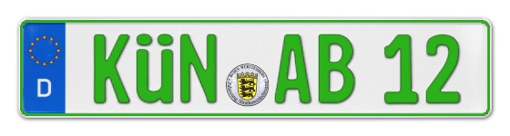 Grüne Kennzeichen KÜN online bestellen