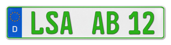 Grüne Kennzeichen LSA online bestellen