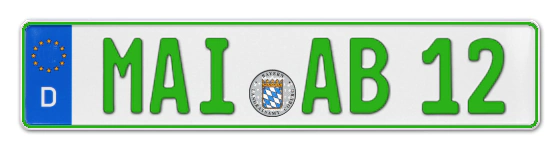 Grüne Kennzeichen MAI online bestellen
