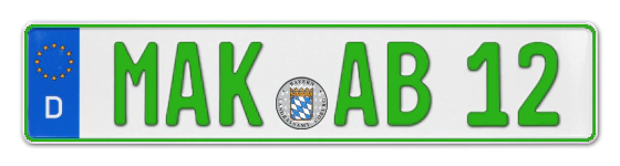 Grüne Kennzeichen MAK online bestellen
