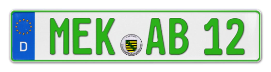 Grüne Kennzeichen MEK online bestellen