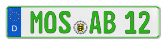Grüne Kennzeichen MOS online bestellen