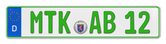 Grüne Kennzeichen MTK online bestellen