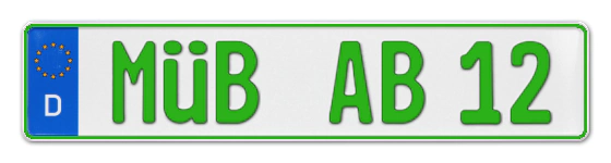 Grüne Kennzeichen MÜB online bestellen