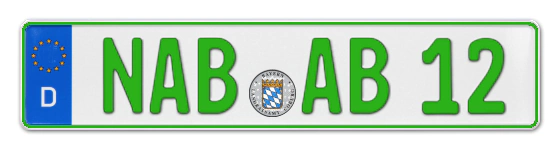 Grüne Kennzeichen NAB online bestellen