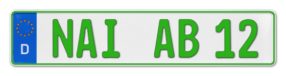Grüne Kennzeichen NAI online bestellen