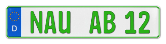 Grüne Kennzeichen NAU online bestellen