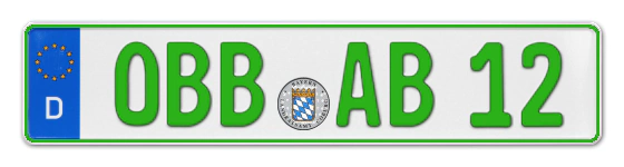 Grüne Kennzeichen OBB online bestellen