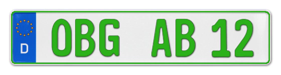 Grüne Kennzeichen OBG online bestellen
