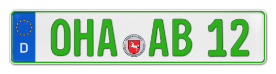 Grüne Kennzeichen OHA online bestellen