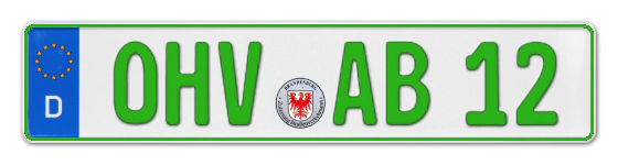 Grüne Kennzeichen OHV online bestellen