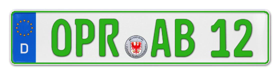 Grüne Kennzeichen OPR online bestellen