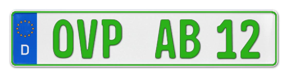 Grüne Kennzeichen OVP online bestellen
