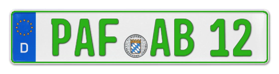 Grüne Kennzeichen PAF online bestellen