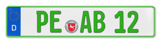 Grüne Kennzeichen PE online bestellen
