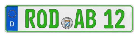 Grüne Kennzeichen ROD online bestellen