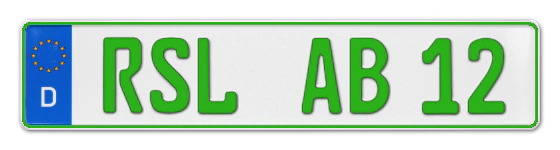 Grüne Kennzeichen RSL online bestellen