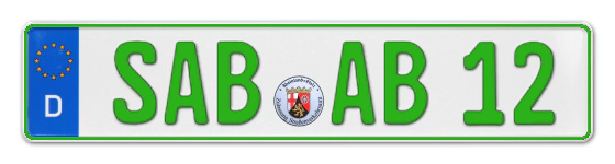 Grüne Kennzeichen SAB online bestellen