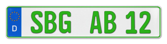 Grüne Kennzeichen SBG online bestellen