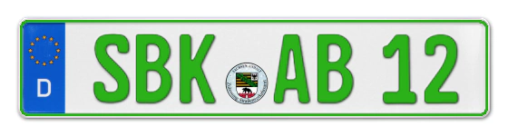 Grüne Kennzeichen SBK online bestellen