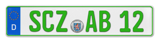 Grüne Kennzeichen SCZ online bestellen