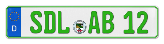 Grüne Kennzeichen SDL online bestellen