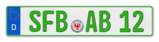 Grüne Kennzeichen SFB online bestellen