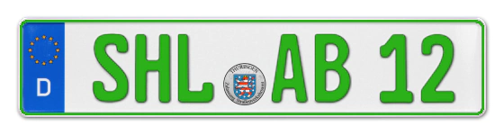 Grüne Kennzeichen SHL online bestellen