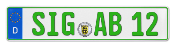 Grüne Kennzeichen SIG online bestellen