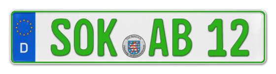 Grüne Kennzeichen SOK online bestellen